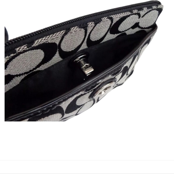 Coach Park Signature Medium Wristlet - Black/White, 8" L, 5" H, 1" W - Picture 4 of 10